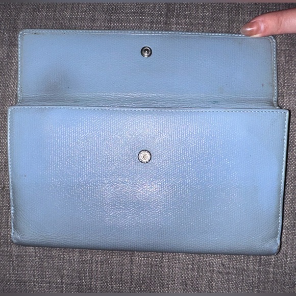 Chanel CC button long flap wallet with chain in blue grey - Picture 3 of 10
